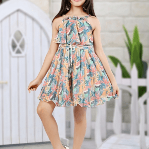 Floral Dress with Hat for Girls embroidered summer outfit