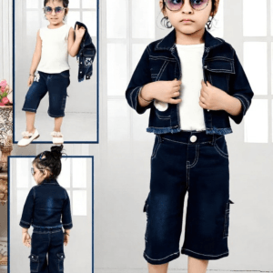 Girls Denim Jacket Pant Set stylish kids outfit