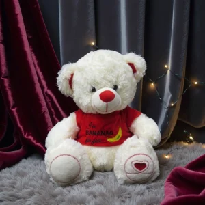 Bananas for You Teddy Bear for Kids in playful red shirt